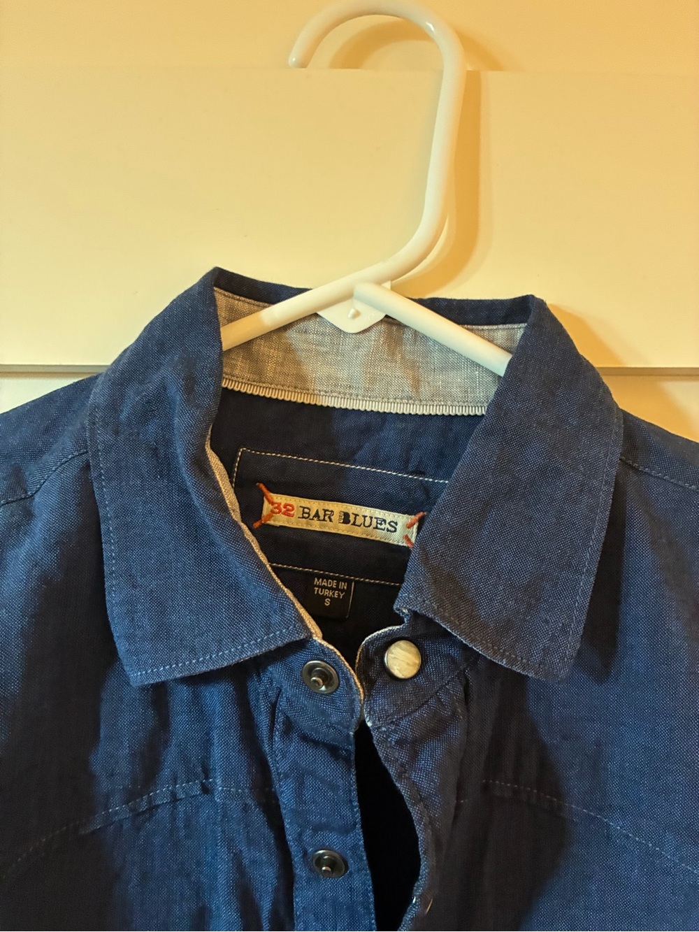 42 BAR BLUES Men's Indigo Shirt Jacket - pearl snap, 51% linen&49% cotton, NWOT